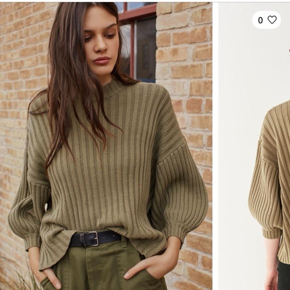 Olive Ribbed Sweater - Picture 1 of 5